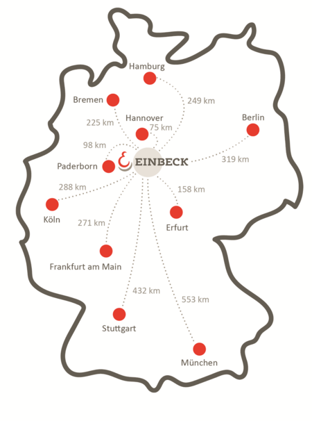 Lagekarte der Stadt Einbeck